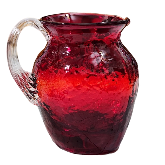 Antique Pairpoint Ruby red hand blown glass creamer with clear handle  EUC - Picture 2 of 7
